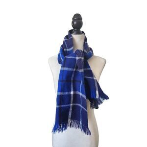 Blue Vintage Plaid Scarf Soft